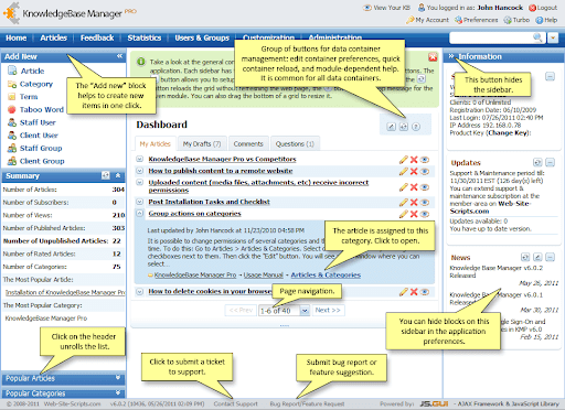 screenshot of WSS Knowledge